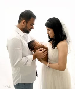 Newborn baby Parents posing Photography Delhi