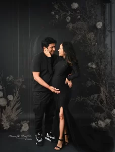 Couple Maternity shoot in Black dress