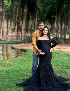 Maternity Outdoor shoot in Black Gown