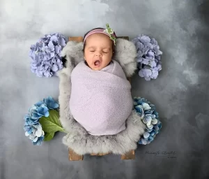 Newborn Baby Girl Yawning shot
