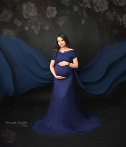 Maternity Photography in Blue Gown
