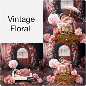 Newborn Photosgraphy in Delhi Vintage Floral Theme