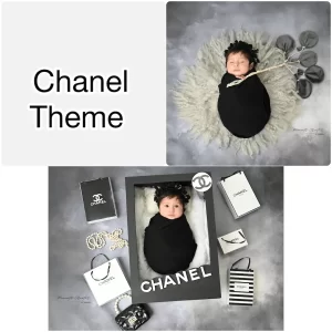 Newborn baby Girl pphotoshoot Chanel theme