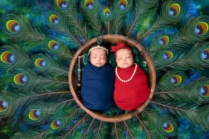 Twins Newborn in Krishna Theme